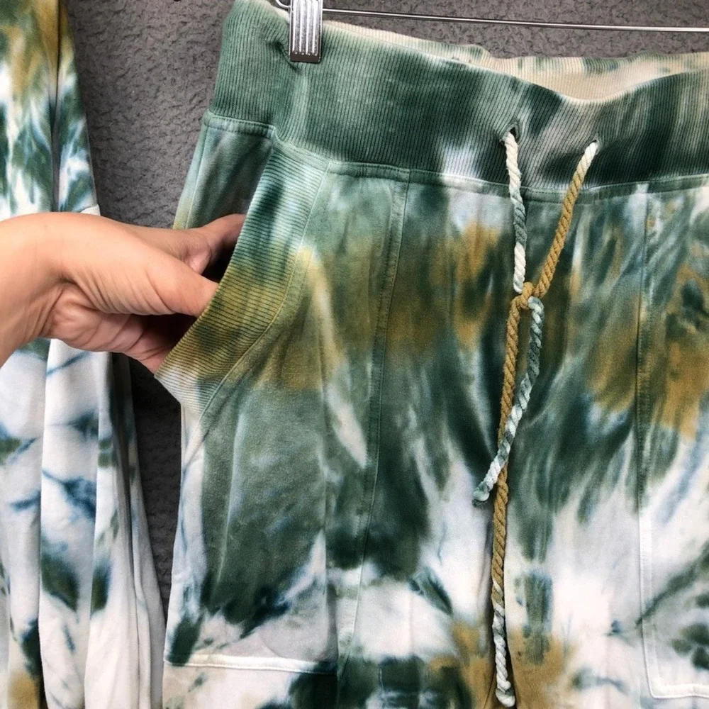 Young Fabulous & Broke Loungewear Set Womens M Green Tie Dye Jogger Sweatshirt